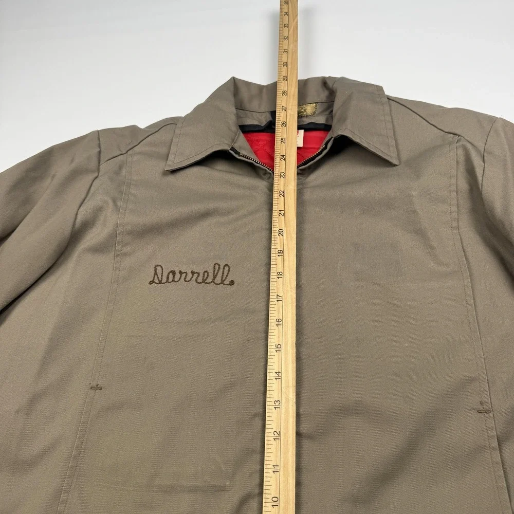 Vintage Unitog Jacket Mens LT Brown Canvas Bomber Lined Chain Stitch Workwear